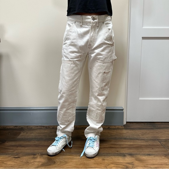 FRAME White Contrast Stitch Le Slouch Cargo Pants - Picture 1 of 3